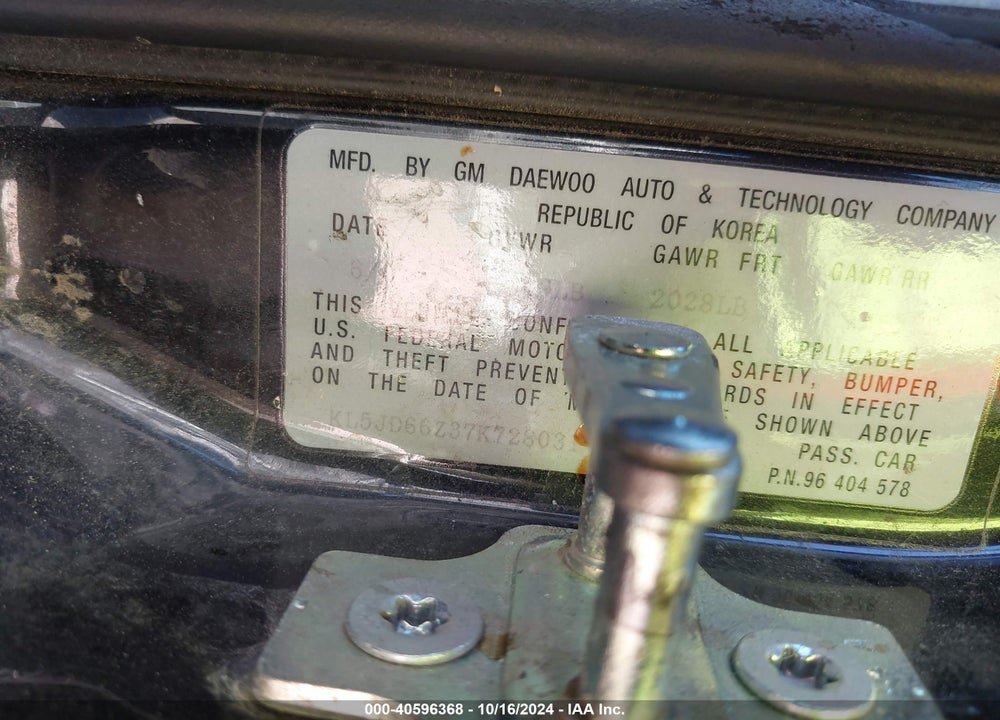 2007 SUZUKI RENO VIN: KL5JD66Z37K728031