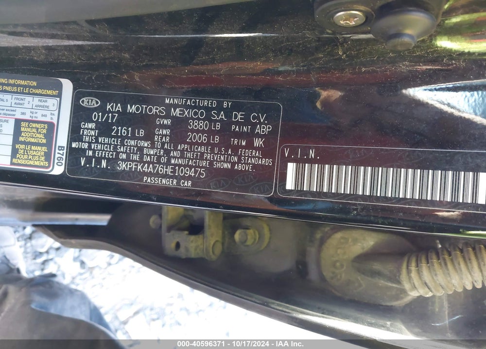 2017 KIA FORTE LX VIN: 3KPFK4A76HE109475