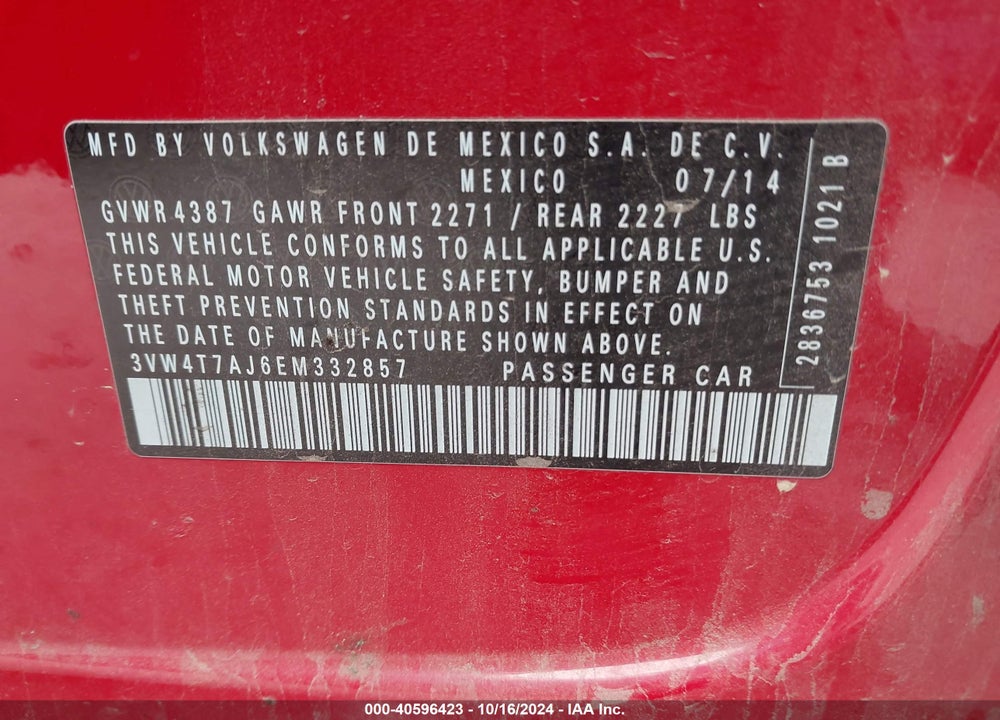 2014 VOLKSWAGEN JETTA GLI EDITION 30 W/NAV VIN: 3VW4T7AJ6EM332857