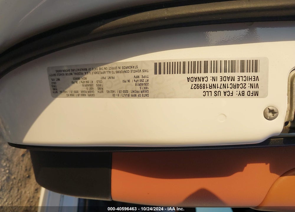 2022 CHRYSLER PACIFICA HYBRID PINNACLE VIN: 2C4RC1N71NR189927