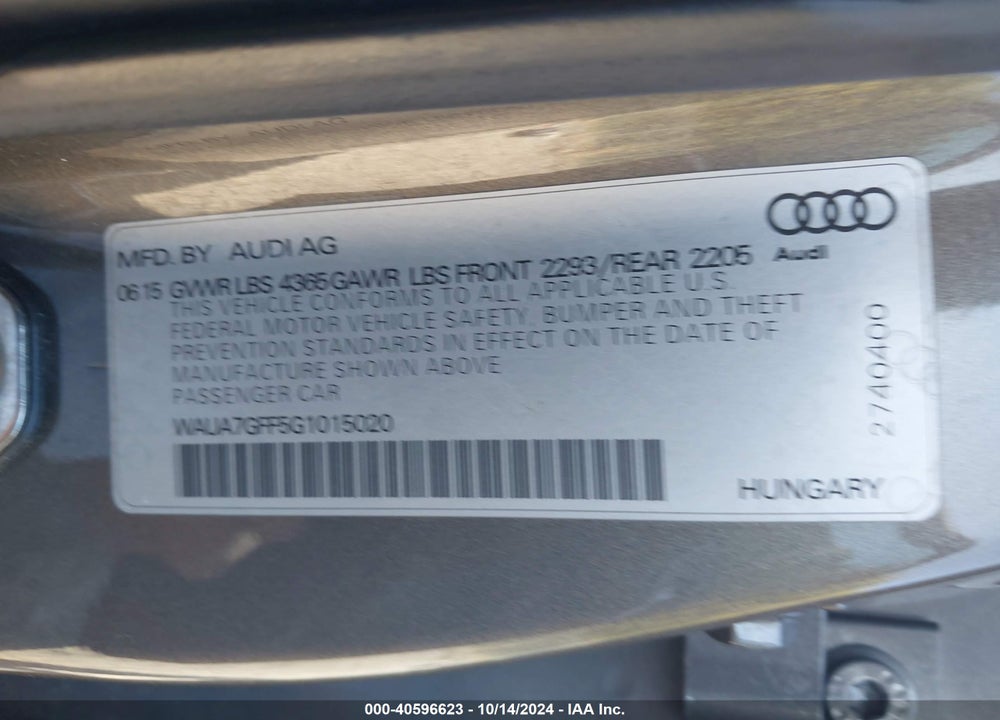 2016 AUDI A3 1.8T PREMIUM VIN: WAUA7GFF5G1015020