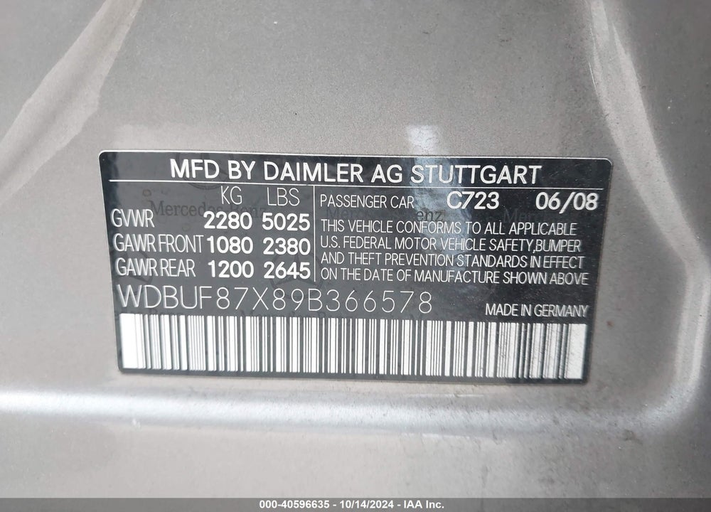 2009 MERCEDES-BENZ E 350 4MATIC VIN: WDBUF87X89B366578