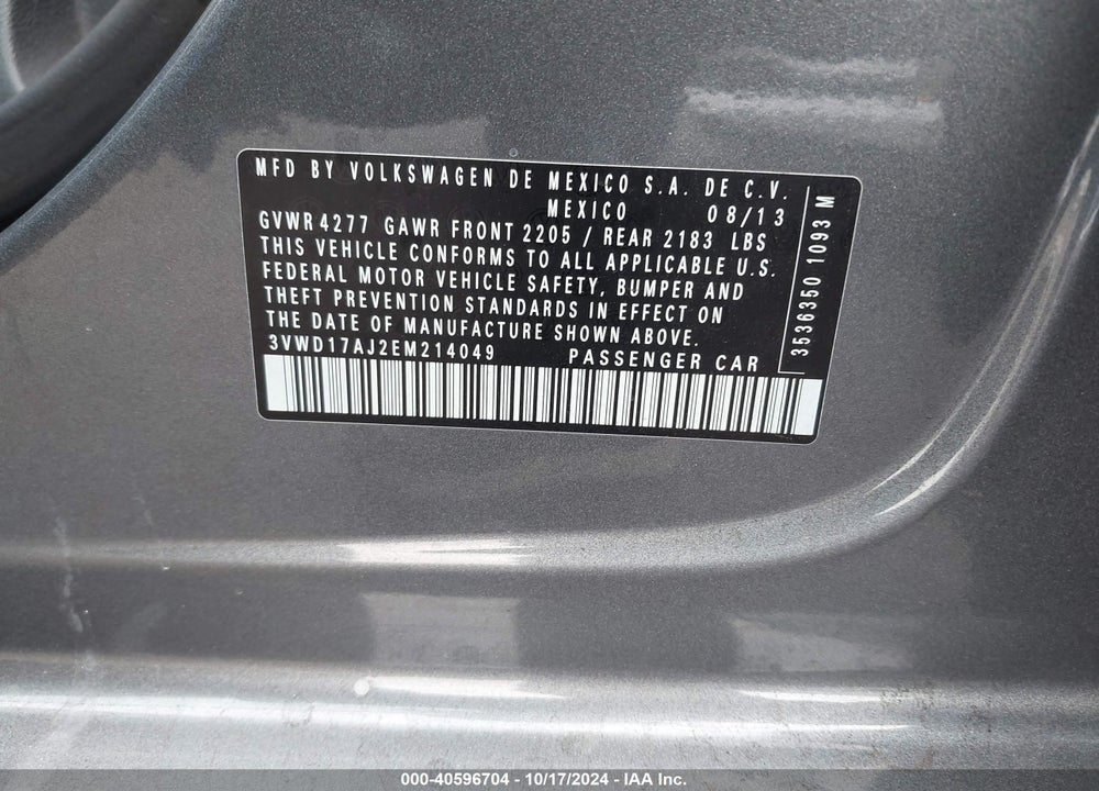 2014 VOLKSWAGEN JETTA 1.8T SE VIN: 3VWD17AJ2EM214049