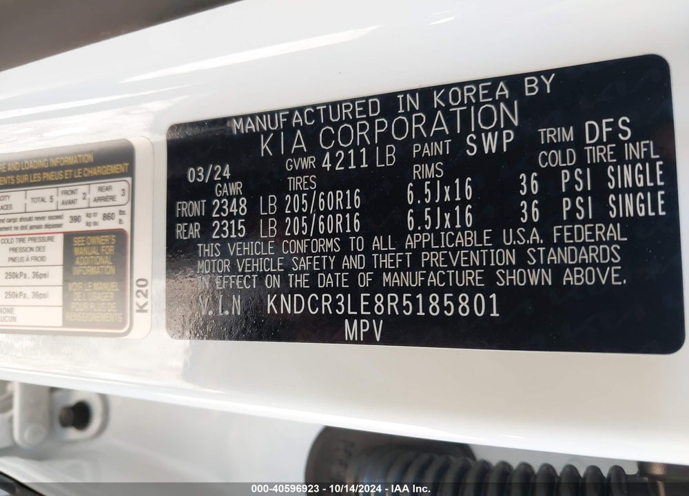 2024 KIA NIRO EX VIN: KNDCR3LE8R5185801