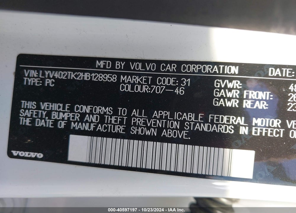 2017 VOLVO S60 INSCRIPTION T5 VIN: LYV402TK2HB128958