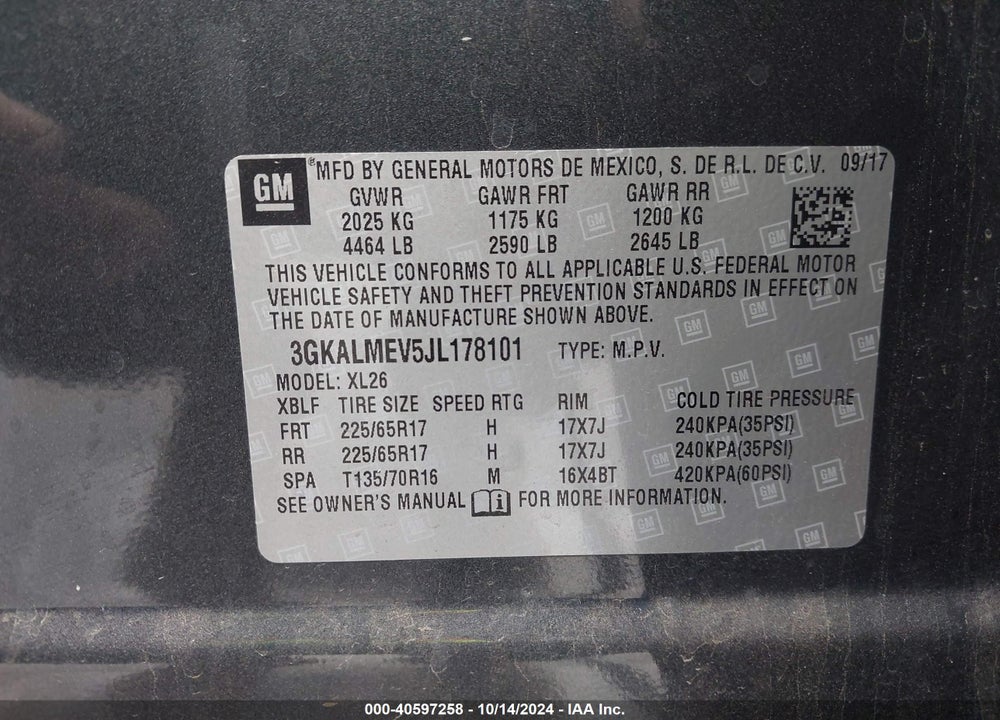 2018 GMC TERRAIN SLE VIN: 3GKALMEV5JL178101