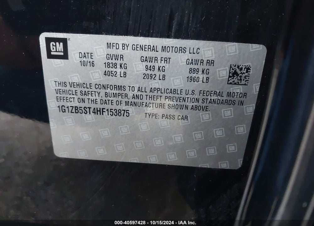 2017 CHEVROLET MALIBU LS VIN: 1G1ZB5ST4HF153875