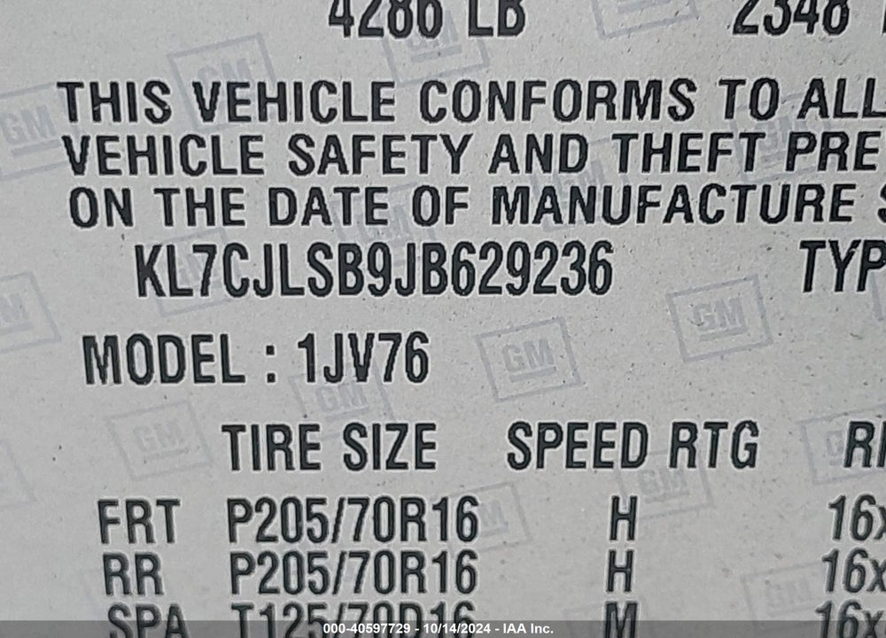 2018 CHEVROLET TRAX LT VIN: KL7CJLSB9JB629236