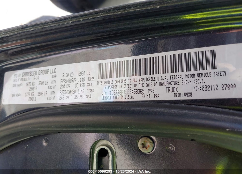 2014 RAM 1500 EXPRESS VIN: 1C6RR6FT9ES458365