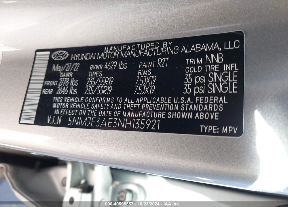 2022 HYUNDAI TUCSON LIMITED VIN: 5NMJE3AE3NH135921