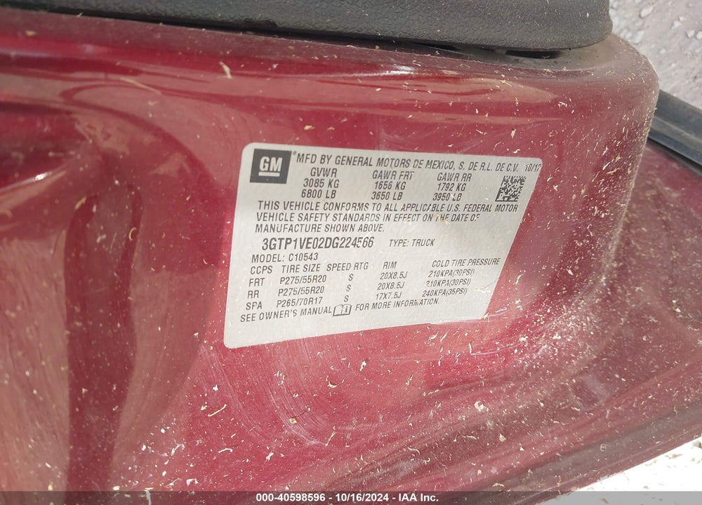 2013 GMC SIERRA 1500 SLE VIN: 3GTP1VE02DG224566