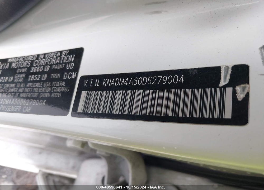 2013 KIA RIO LX VIN: KNADM4A30D6279004