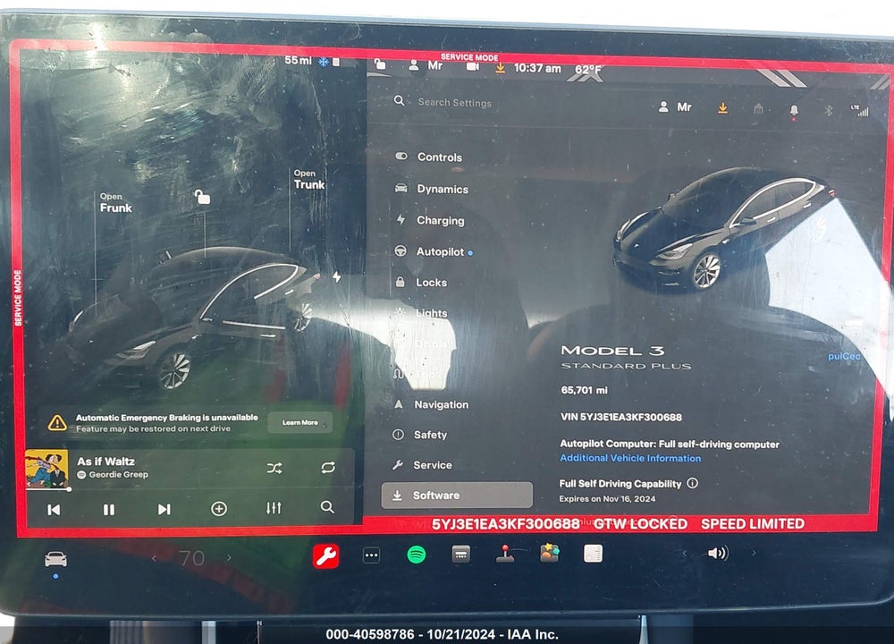 2019 TESLA MODEL 3 LONG RANGE/MID RANGE/STANDARD RANGE/STANDARD RANGE PLUS VIN: 5YJ3E1EA3KF300688