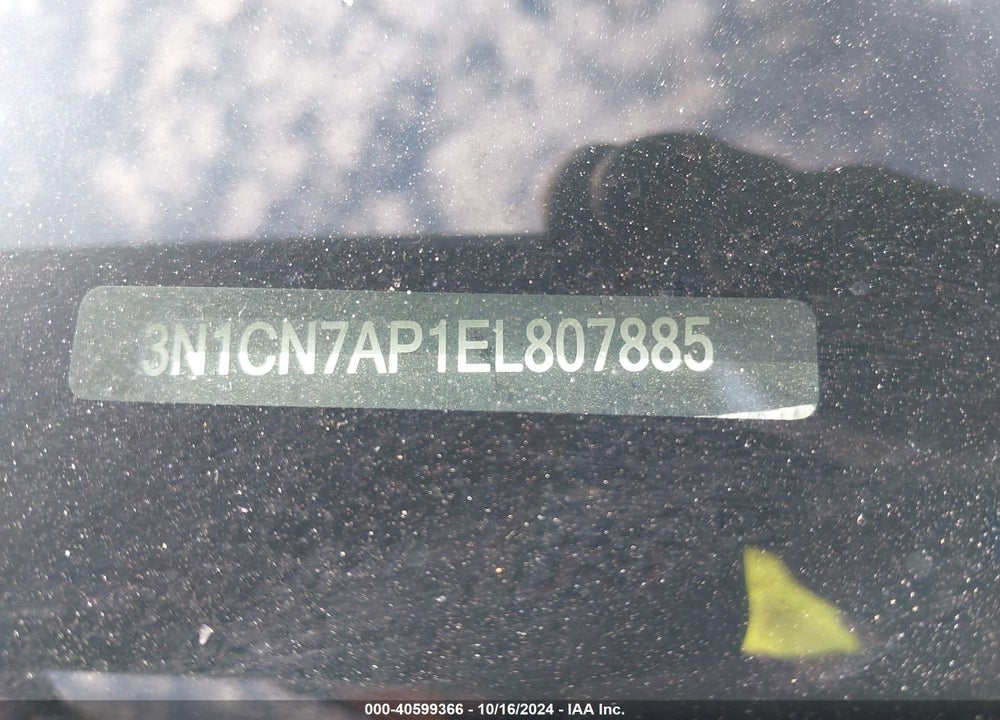2014 NISSAN VERSA 1.6 S+ VIN: 3N1CN7AP1EL807885