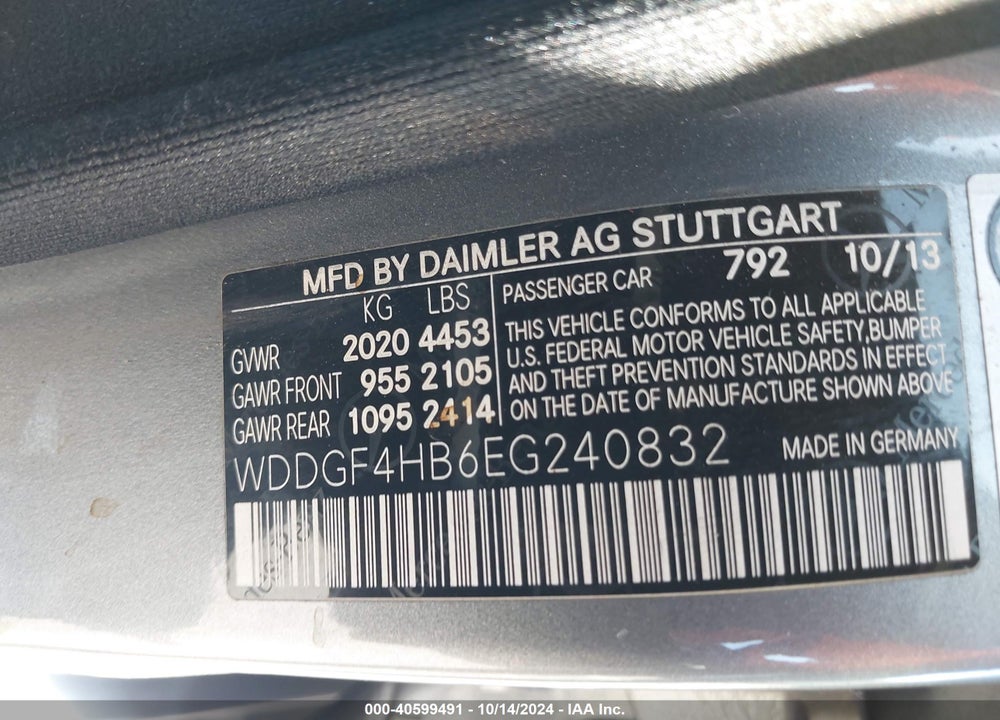 2014 MERCEDES-BENZ C 250 LUXURY/SPORT VIN: WDDGF4HB6EG240832