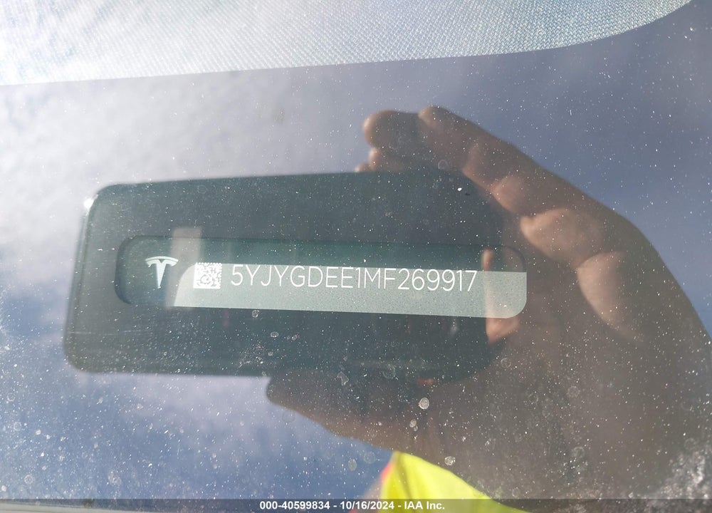 2021 TESLA MODEL Y LONG RANGE DUAL MOTOR ALL-WHEEL DRIVE VIN: 5YJYGDEE1MF269917