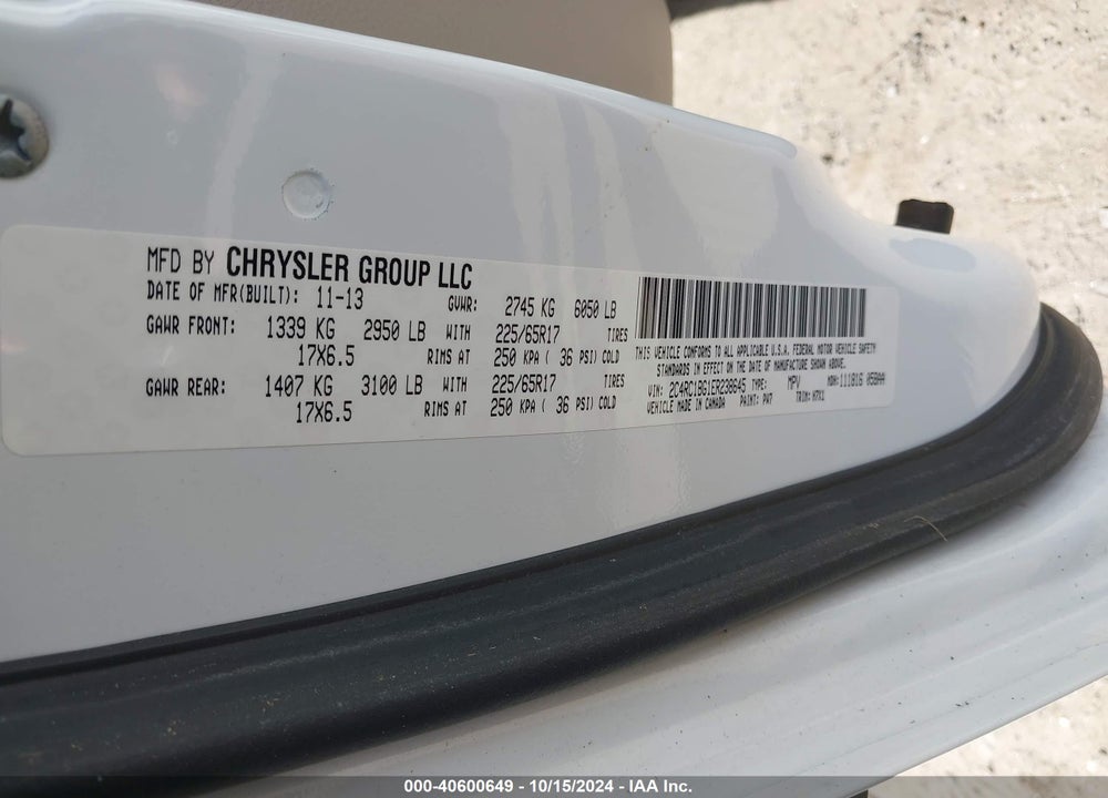 2014 CHRYSLER TOWN & COUNTRY TOURING VIN: 2C4RC1BG1ER238645
