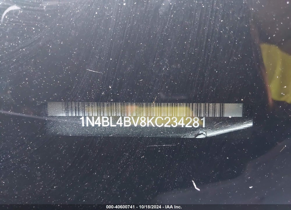 2019 NISSAN ALTIMA VIN: 1N4BL4BV8KC234281