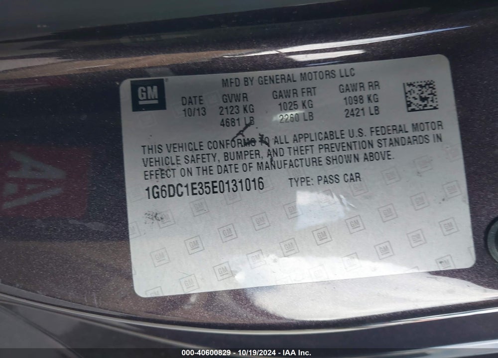 2014 CADILLAC CTS PERFORMANCE VIN: 1G6DC1E35E0131016
