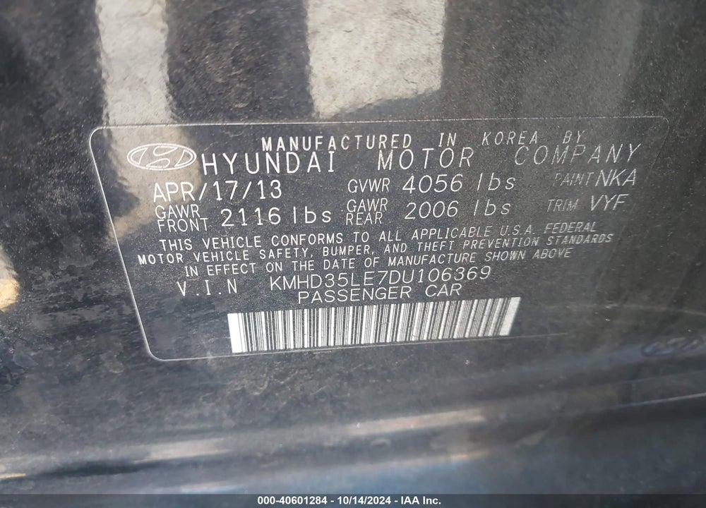 2013 HYUNDAI ELANTRA GT VIN: KMHD35LE7DU106369