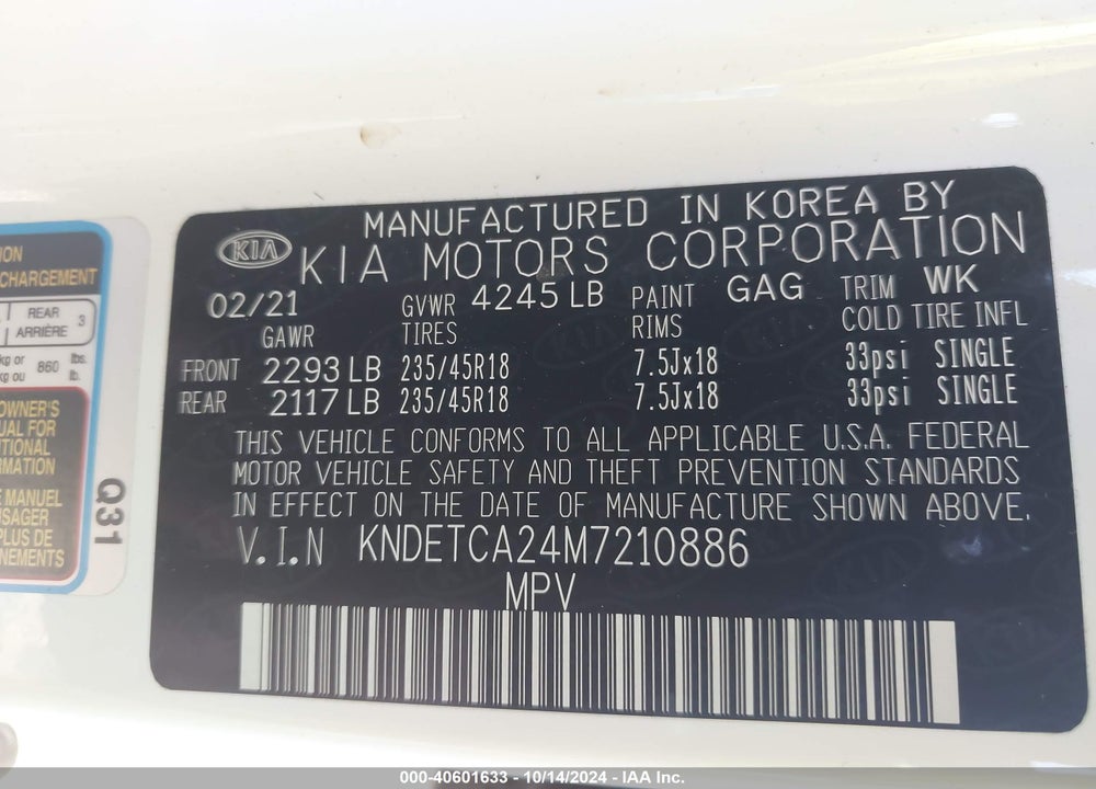2021 KIA SELTOS SX TURBO VIN: KNDETCA24M7210886