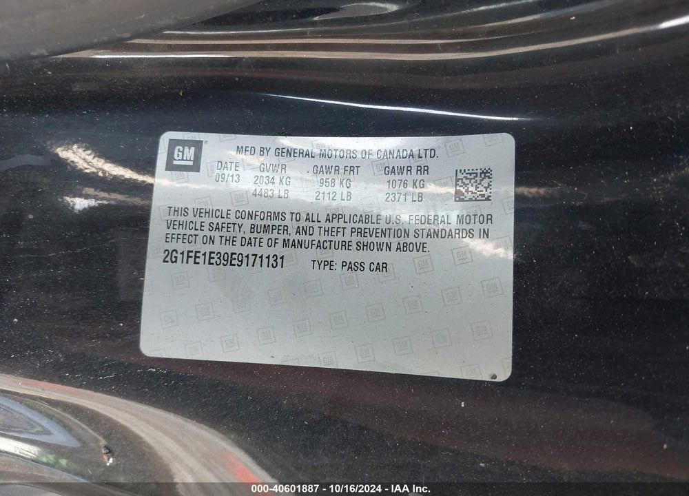 2014 CHEVROLET CAMARO 1LS VIN: 2G1FE1E39E9171131