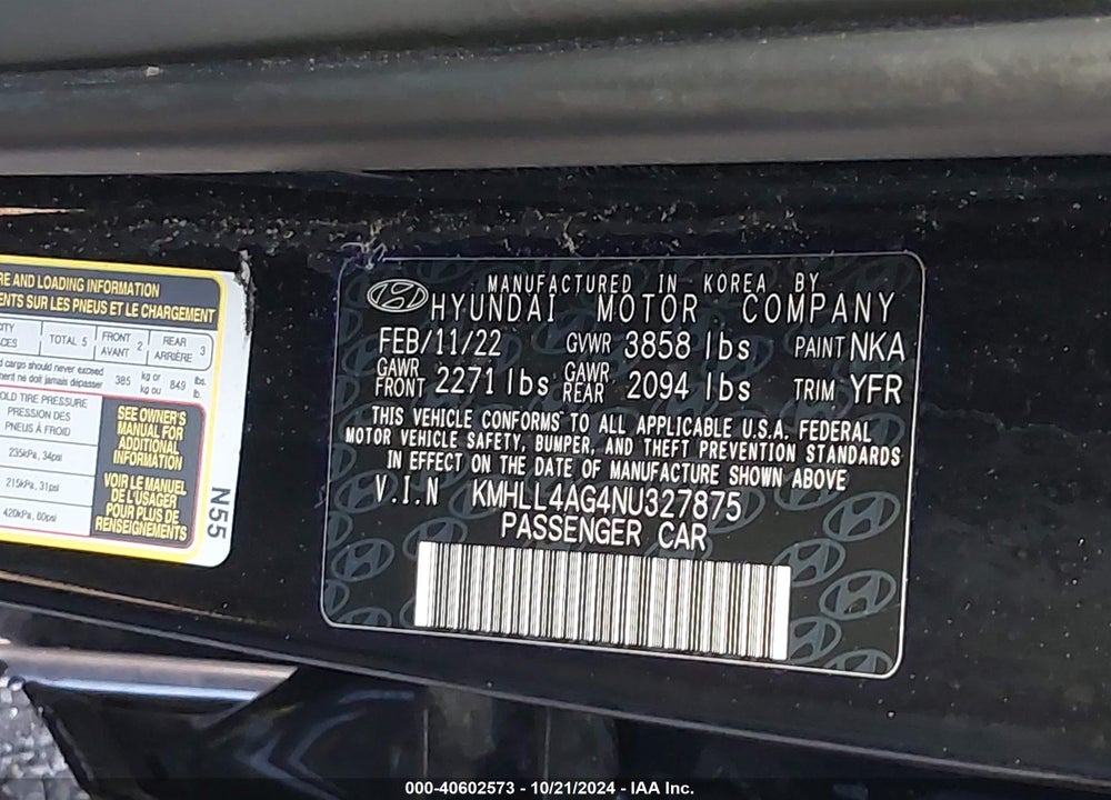 2022 HYUNDAI ELANTRA SE VIN: KMHLL4AG4NU327875
