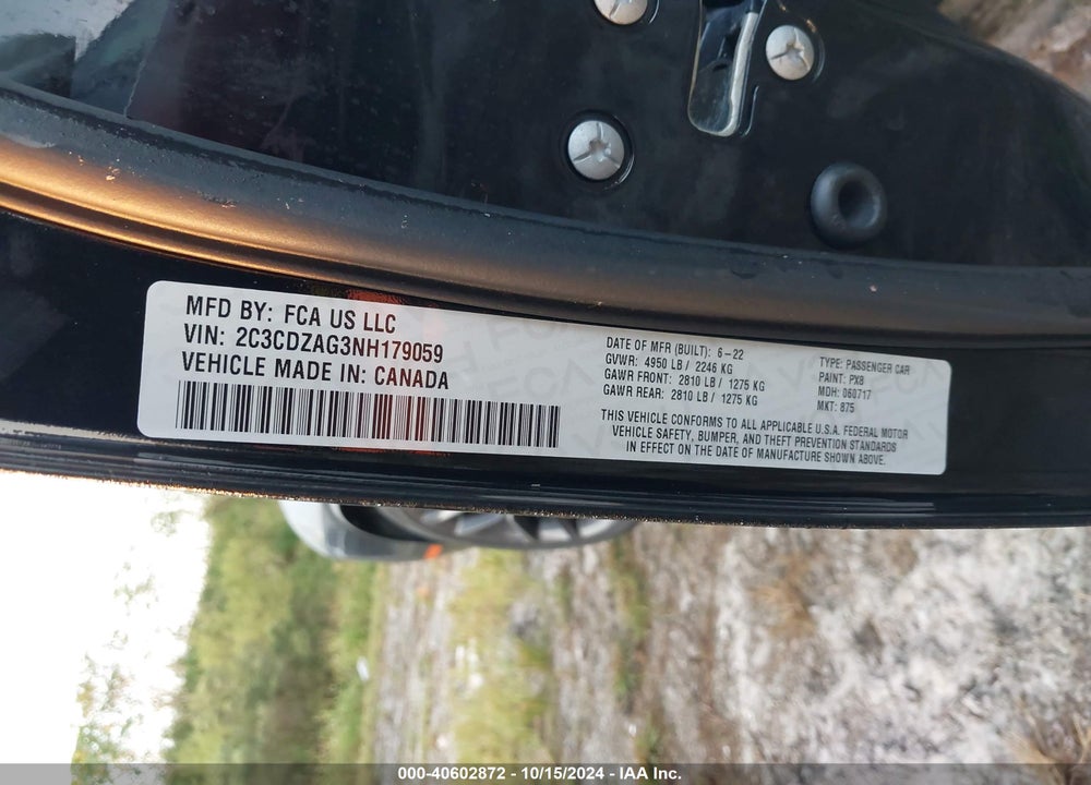 2022 DODGE CHALLENGER SXT VIN: 2C3CDZAG3NH179059
