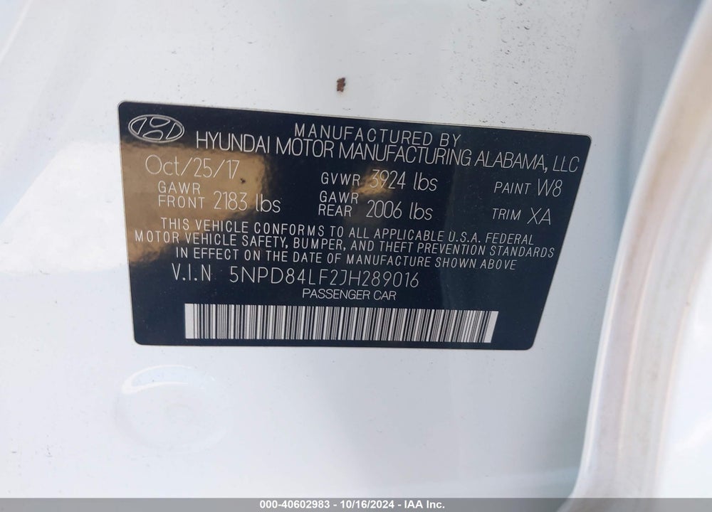 2018 HYUNDAI ELANTRA VALUE EDITION VIN: 5NPD84LF2JH289016