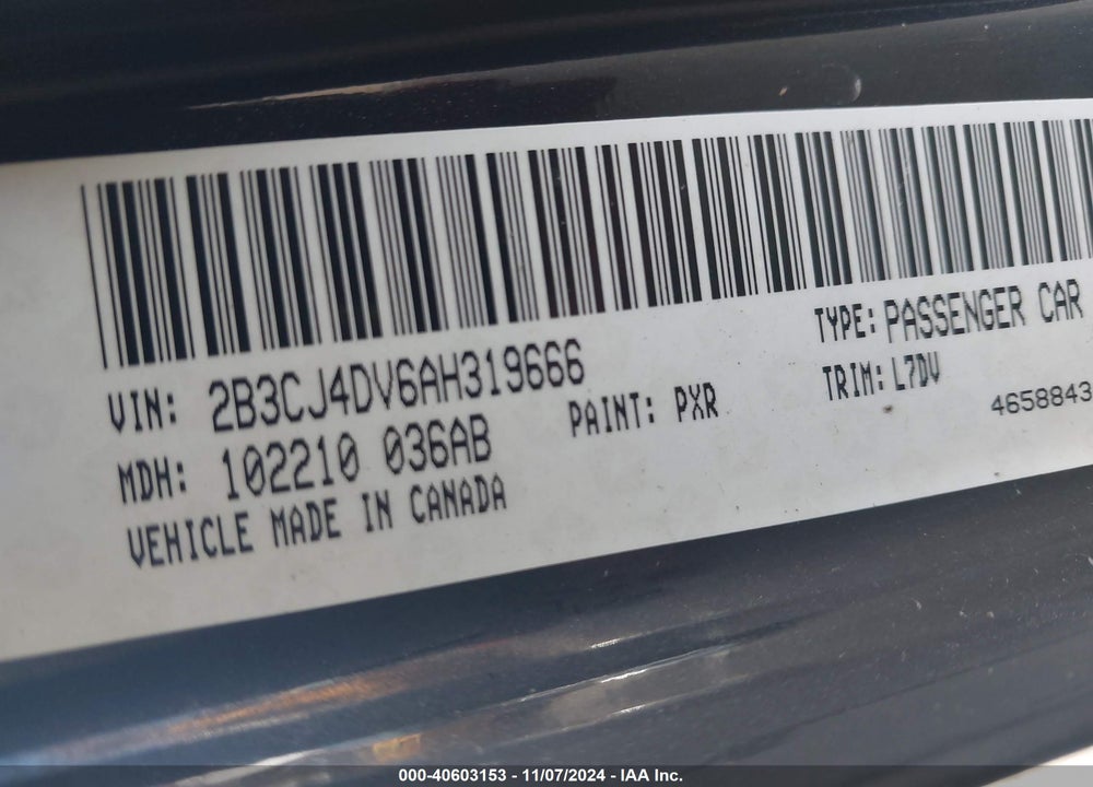 2010 DODGE CHALLENGER SE VIN: 2B3CJ4DV6AH319666