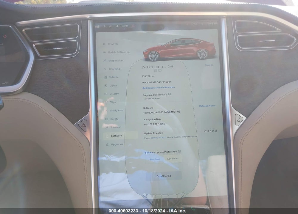2013 TESLA MODEL S VIN: 5YJSA1CG4DFP19991