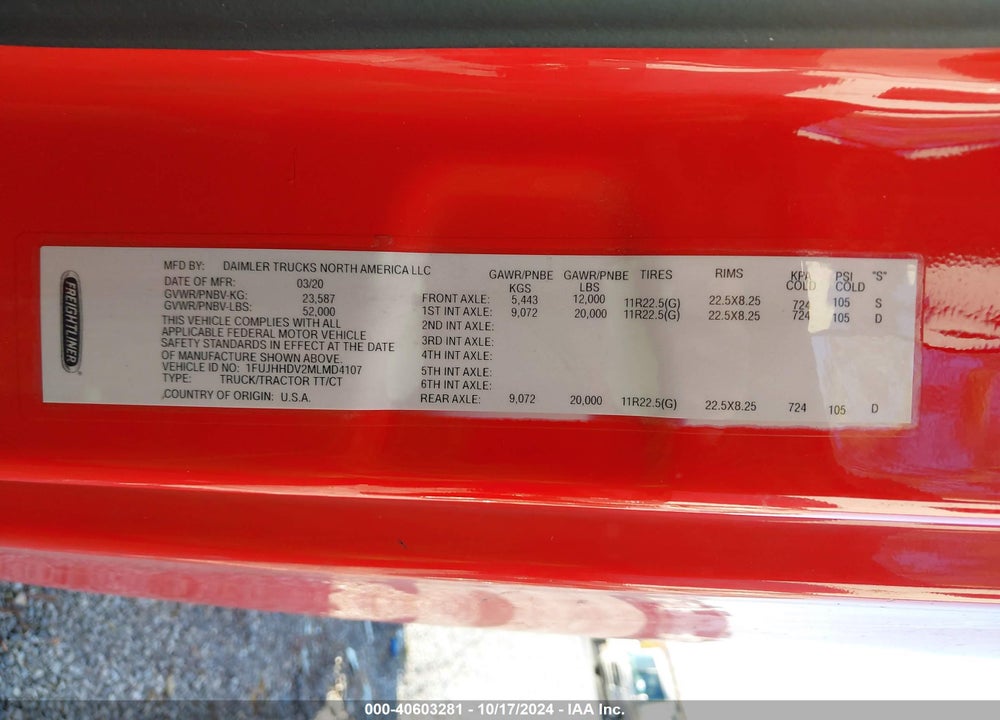 2021 FREIGHTLINER NEW CASCADIA 126 VIN: 1FUJHHDV2MLMD4107