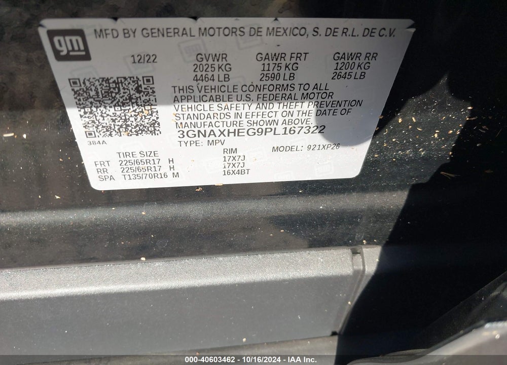 2023 CHEVROLET EQUINOX FWD LS VIN: 3GNAXHEG9PL167322