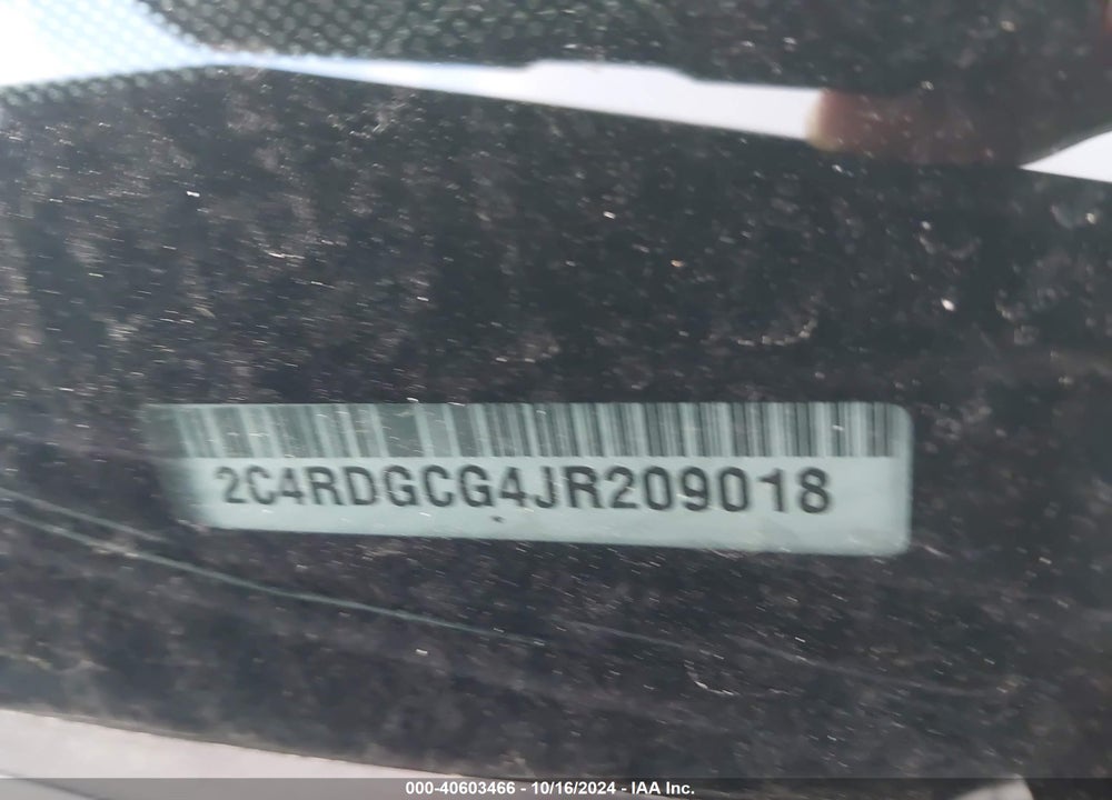 2018 DODGE GRAND CARAVAN SXT VIN: 2C4RDGCG4JR209018