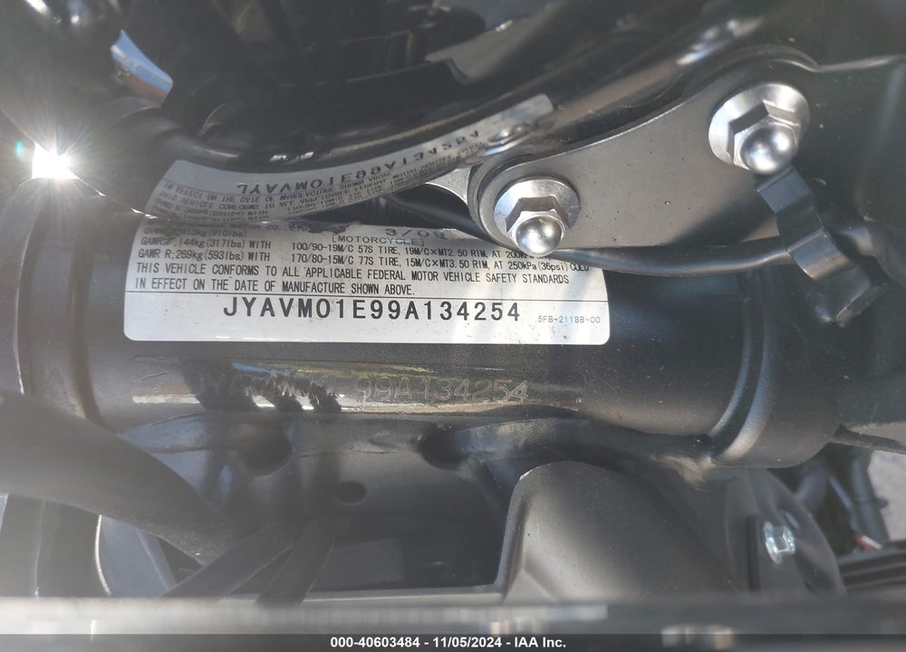 2009 YAMAHA XVS650 A/AT VIN: JYAVM01E99A134254
