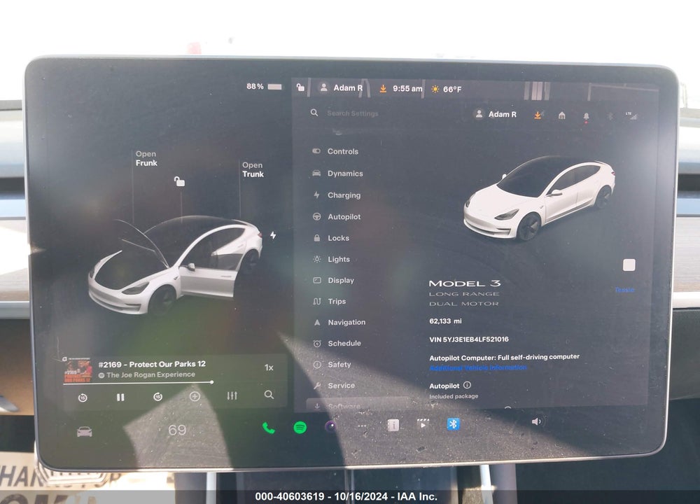 2020 TESLA MODEL 3 LONG RANGE DUAL MOTOR ALL-WHEEL DRIVE VIN: 5YJ3E1EB4LF521016