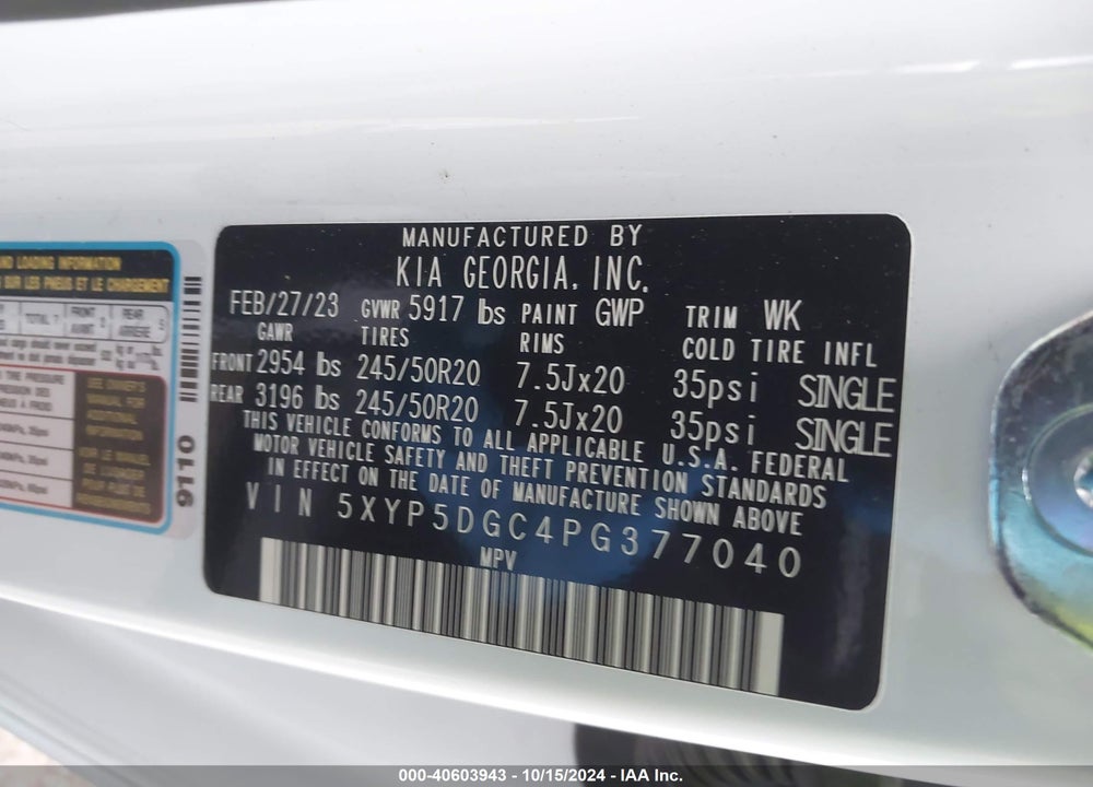 2023 KIA TELLURIDE SX X-LINE VIN: 5XYP5DGC4PG377040