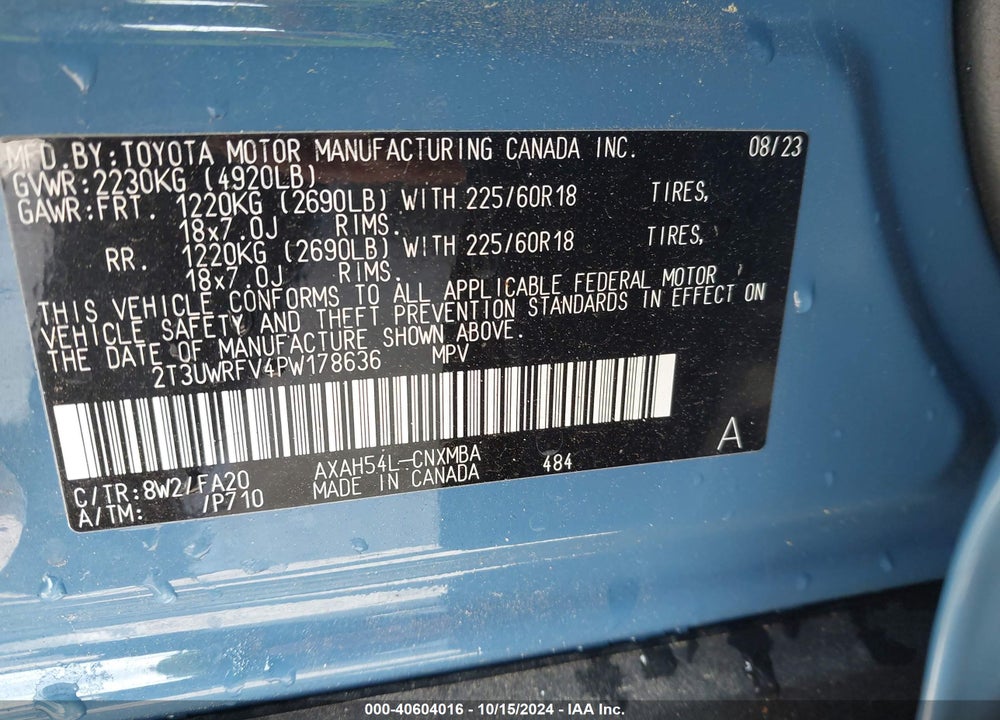 2023 TOYOTA RAV4 HYBRID WOODLAND EDITION VIN: 2T3UWRFV4PW178636