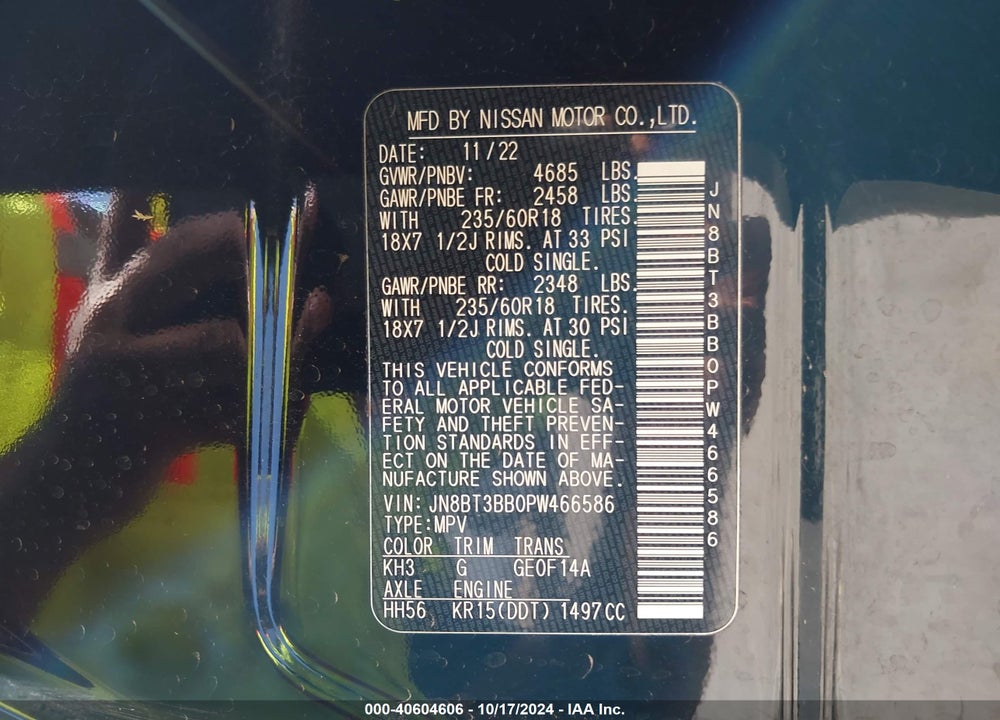 2023 NISSAN ROGUE SV INTELLIGENT AWD VIN: JN8BT3BB0PW466586