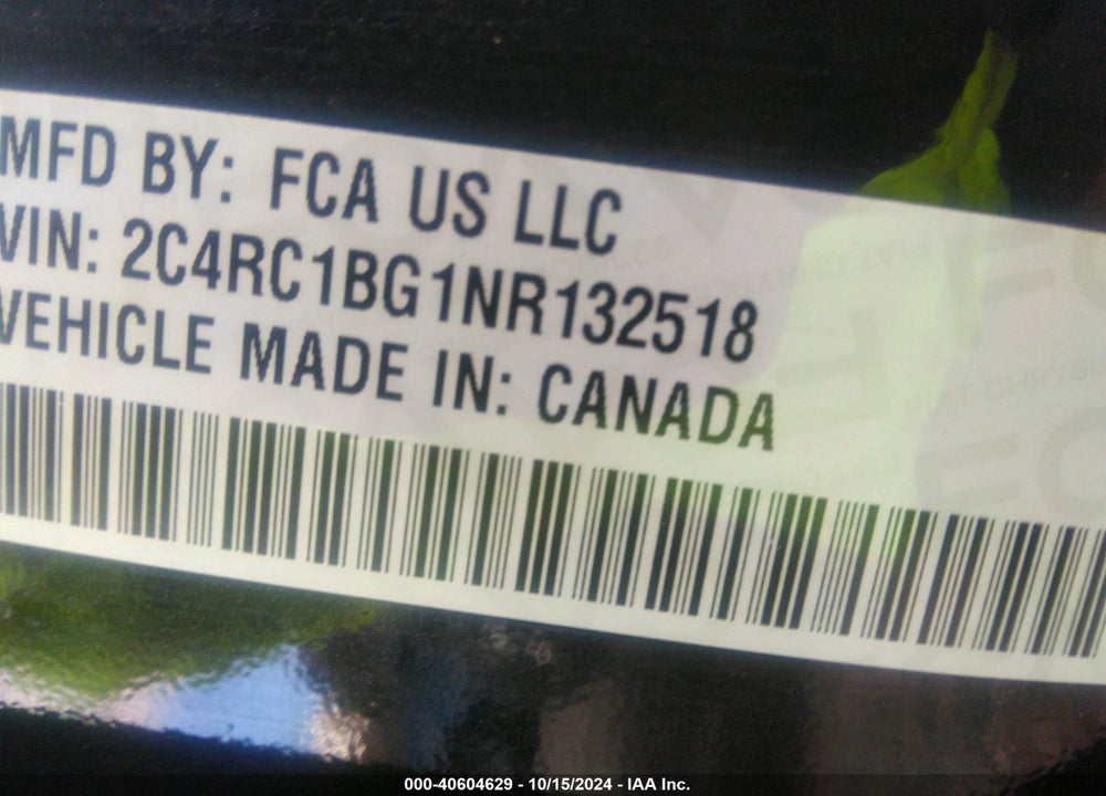 2022 CHRYSLER PACIFICA TOURING L VIN: 2C4RC1BG1NR132518