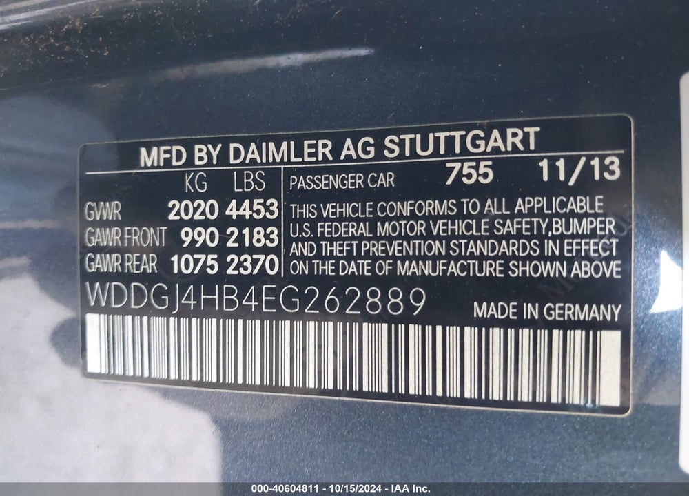 2014 MERCEDES-BENZ C 250 VIN: WDDGJ4HB4EG262889