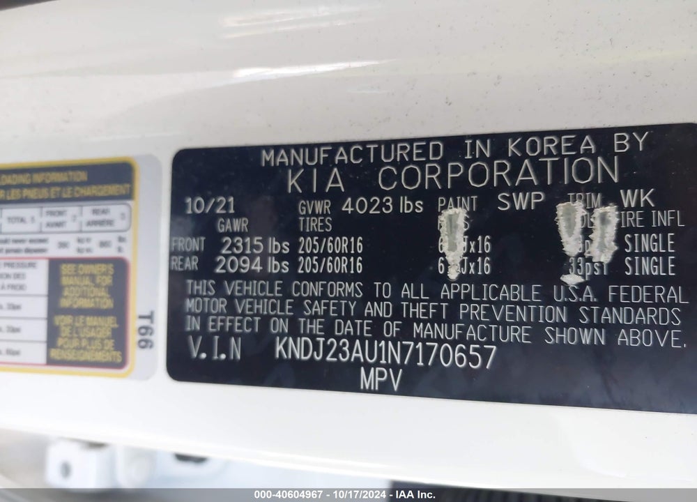 2022 KIA SOUL VIN: KNDJ23AU1N7170657