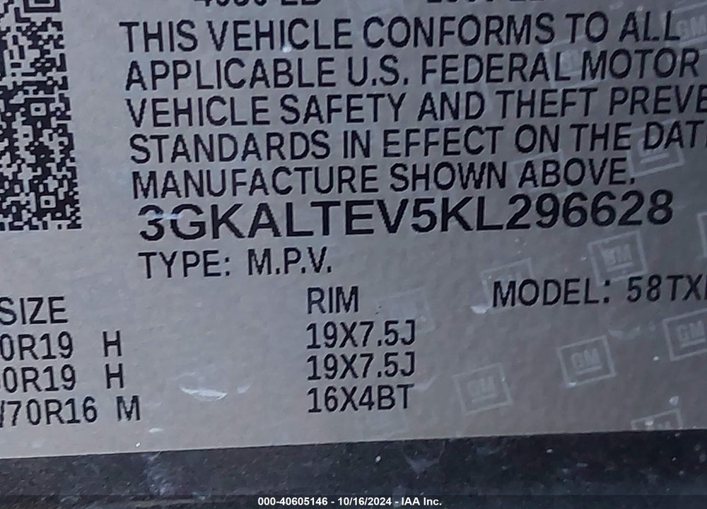 2019 GMC TERRAIN SLE VIN: 3GKALTEV5KL296628