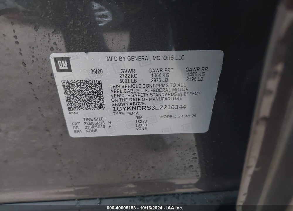2020 CADILLAC XT5 AWD PREMIUM LUXURY VIN: 1GYKNDRS3LZ216344