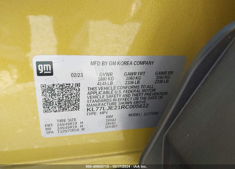 2024 CHEVROLET TRAX FWD 2RS VIN: KL77LJE21RC005612