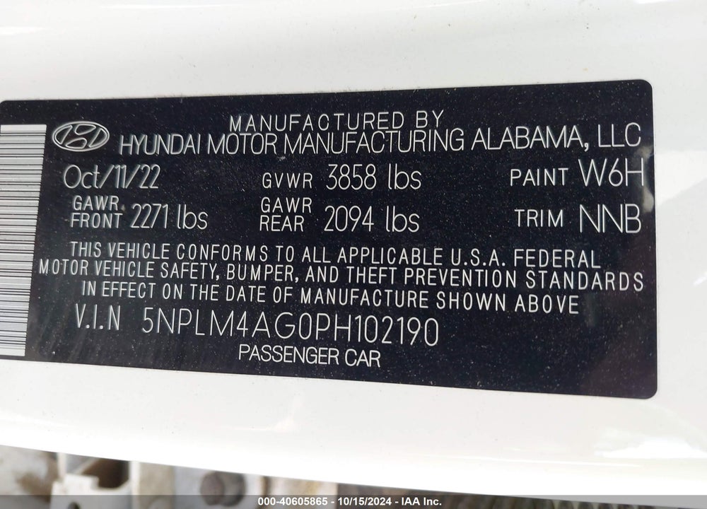 2023 HYUNDAI ELANTRA SEL VIN: 5NPLM4AG0PH102190