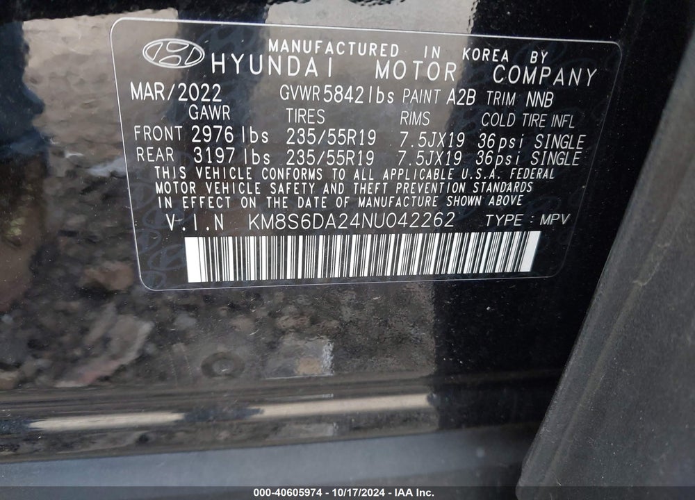 2022 HYUNDAI SANTA FE PLUG-IN HYBRID SEL CONVENIENCE VIN: KM8S6DA24NU042262