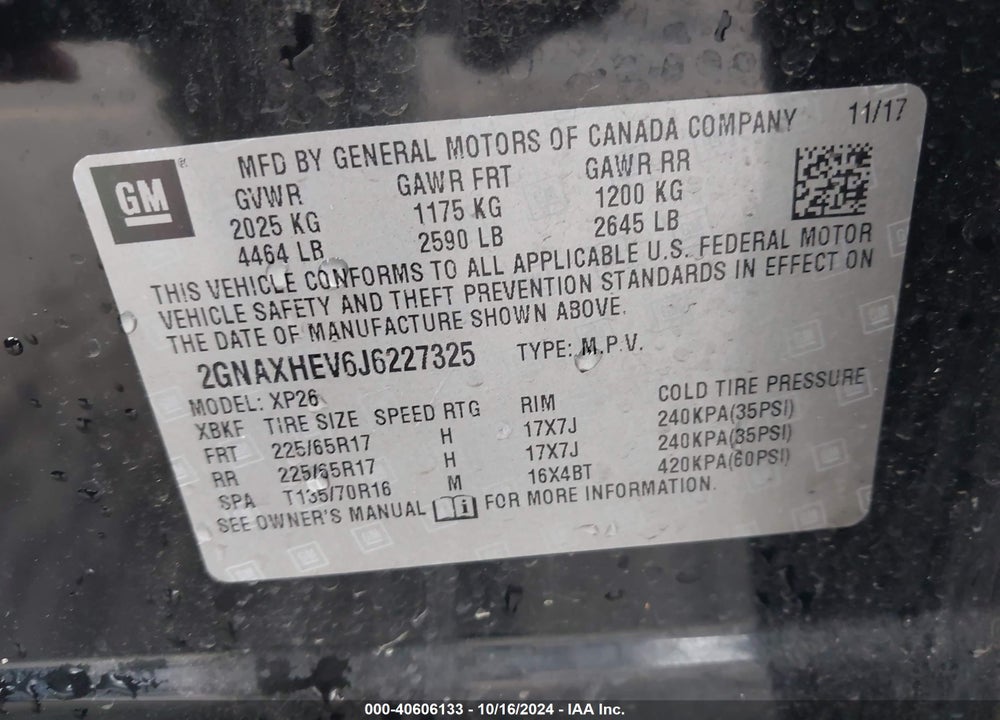 2018 CHEVROLET EQUINOX LS VIN: 2GNAXHEV6J6227325