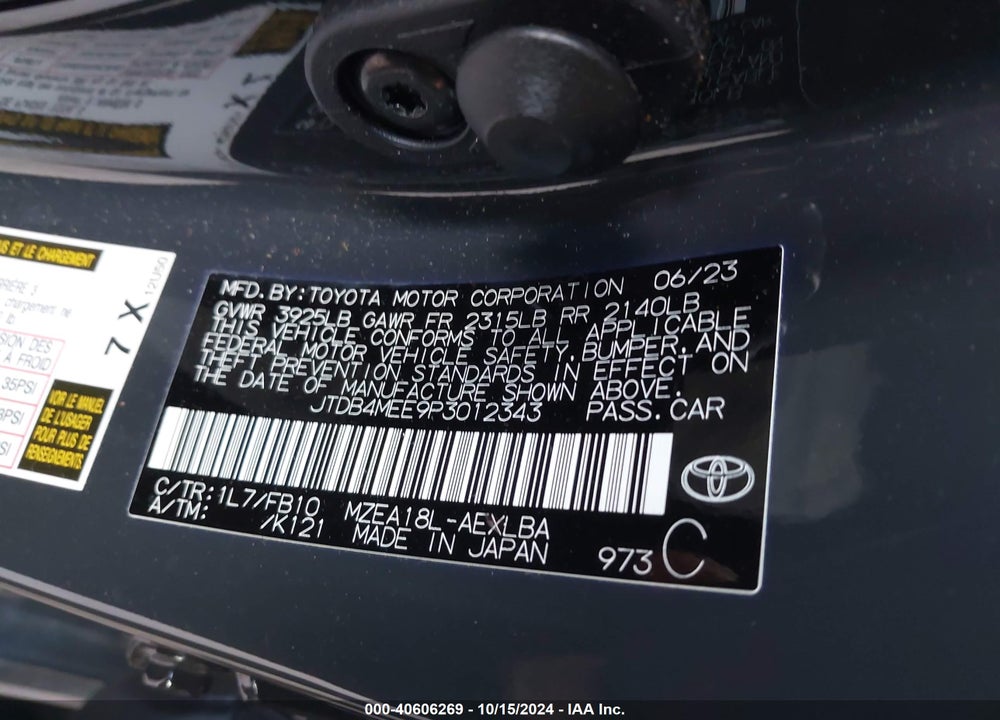 2023 TOYOTA COROLLA LE VIN: JTDB4MEE9P3012343