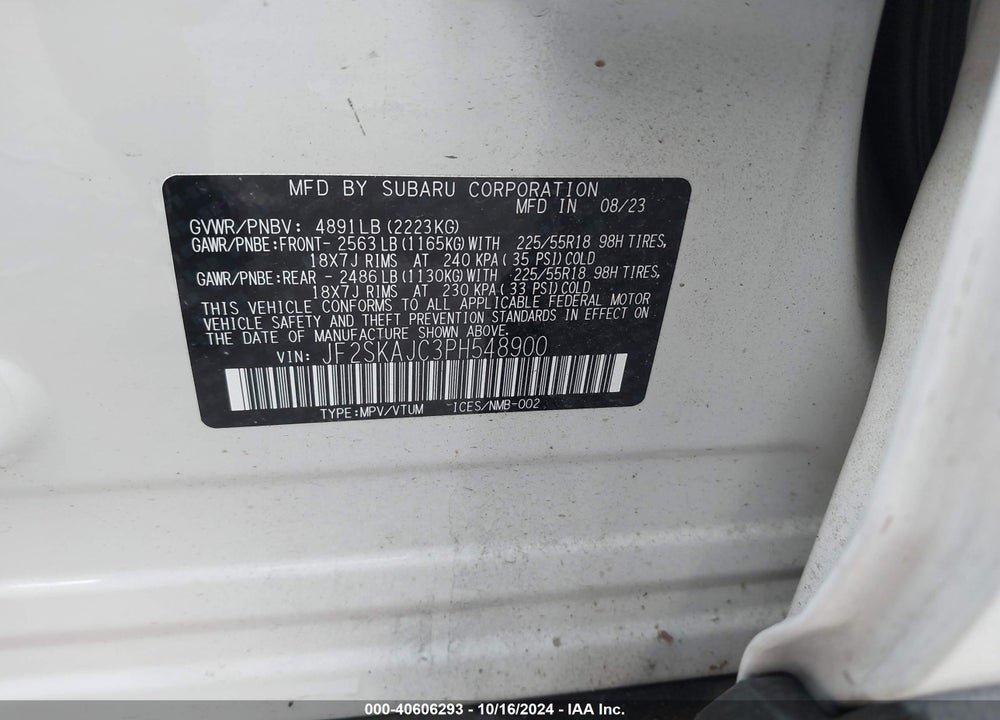 2023 SUBARU FORESTER SPORT VIN: JF2SKAJC3PH548900